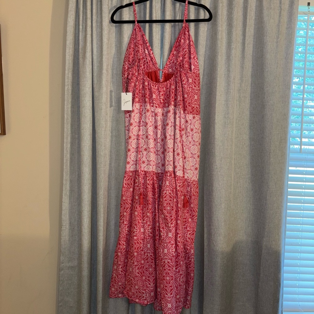 Japna Red and White Maxi Dress